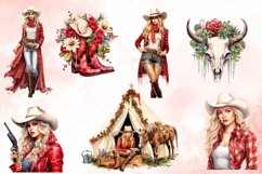 Christmas Cowgirls Watercolor Clipart Product Image 2