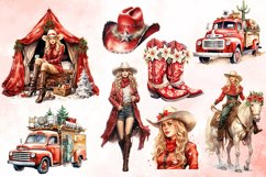 Christmas Cowgirls Watercolor Clipart Product Image 3
