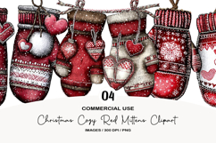 Christmas Cozy Red Mittens Clipart Product Image 1