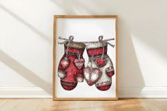 Christmas Cozy Red Mittens Clipart Product Image 3