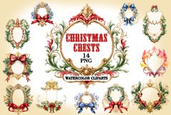 Christmas crests watercolor clipart Product Image 1