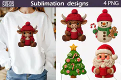 Christmas Crochet Clipart | Christmas Knitted Sublimation Product Image 1