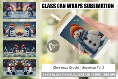 Glass Can Wraps Christmas Crochet Snowman Product Image 1