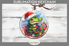 Christmas Crocodile v3 Entangled in Lights Round Keychain Su Product Image 1