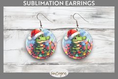 Christmas Crocodile v3 Entangled in Lights Round Earrings Su Product Image 1