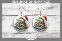 Christmas Crocodile v4 Entangled in Lights Round Earrings Su Product Image 1