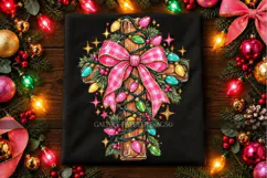 Christmas Cross PNG with Lights and Pink Gingham Bow Product Image 3