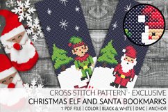 Christmas cross stitch pattern christmas bookmark santa claus elf 1