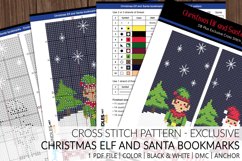 Christmas cross stitch pattern christmas bookmark santa claus elf 2