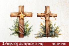 Christmas Cross Watercolor Clipart, Jesus Christ Clipart Product Image 1