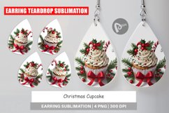 Earring teardrop sublimation design Christmas Cupcake Product Image 1
