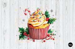 Watercolor Christmas Cupcake PNG, Christmas PNG Product Image 1