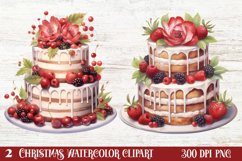 Christmas Cake Clipart, Christmas Cake Clipart Product Image 1