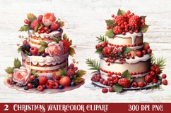 Christmas Cake Clipart, Christmas Cake Clipart Product Image 1