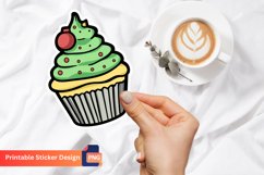 Christmas Cupcake Sticker, Christmas Themed Cupcake Sticker Product Image 1