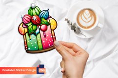 Christmas Cupcake Sticker, Festive Holiday Cupcake Sticker Product Image 1
