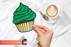 Christmas Cupcake Sticker, Christmas Themed Cupcake Sticker Product Image 1