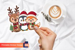Christmas Cute Animals Sticker, Animal Lovers Christmas Art Product Image 1