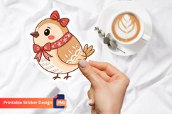 Christmas Cute Bird Sticker, Holiday Bird Sticker Art Product Image 1