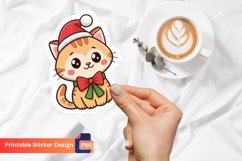 Christmas Cute Cat Sticker, Christmas Animal Sticker Product Image 1