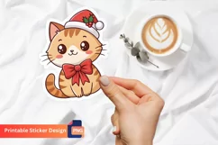 Christmas Cute Cat Sticker, Christmas Animal Sticker Product Image 1