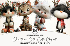 Christmas Cute Cats Clipart Product Image 1