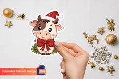 Christmas Cute Cow Sticker, Cute Farm Animal Sticker Product Image 1
