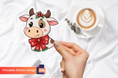 Christmas Cute Cow Sticker, Christmas Animal Sticker Product Image 1