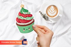 Christmas Cute Cupcake Sticker, Cupcake Christmas Theme Product Image 1