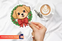 Christmas Cute Dog Sticker, Cute Christmas Pet Design Product Image 1
