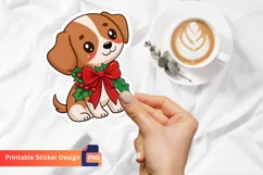 Christmas Cute Dog Sticker, Cute Christmas Pet Design Product Image 1