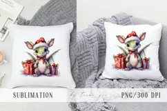 Cute Christmas dragons with gift box clipart- 4 png files Product Image 6