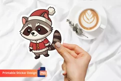 Christmas Cute Funny Raccoon Sticker, Winter Animal Sticker Product Image 1