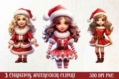 Christmas Cute Girl Sublimation Clipart, Christmas Cute Product Image 1