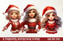 Christmas Cute Girl Sublimation Clipart, Christmas Cute Product Image 1