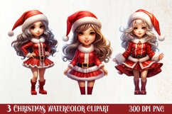 Christmas Cute Girl Sublimation Clipart, Christmas Cute Product Image 1