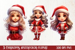 Christmas Cute Girl Sublimation Clipart, Christmas Cute Product Image 1