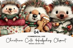 Christmas Cute Hedgehog Clipart Product Image 1