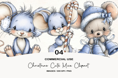 Christmas Cute Mice Clipart PNG Product Image 1