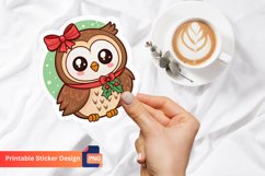 Christmas Cute Owl Sticker, Owl Christmas Decor, Owl Sticker Product Image 1