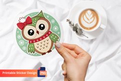 Christmas Cute Owl Sticker, Owl Christmas Decor, Owl Sticker Product Image 1