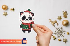 Christmas Cute Panda Sticker, Cute Panda Christmas Art Product Image 1