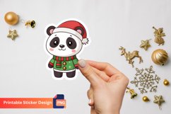 Christmas Cute Panda Sticker, Adorable Panda Sticker Product Image 1