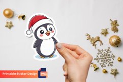 Christmas Cute Penguin Sticker, Funny Penguin Sticker Product Image 1