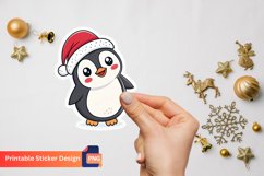 Christmas Cute Penguin Sticker, Funny Penguin Sticker Product Image 1