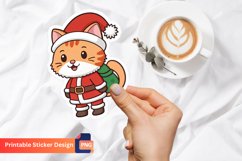 Christmas Cute Santa Cat Sticker, Christmas Kitty Sticker Product Image 1