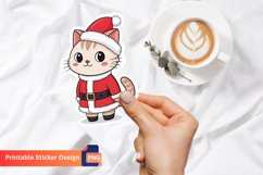 Christmas Cute Santa Cat Sticker, Christmas Kitty Sticker Product Image 1