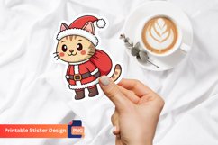 Christmas Cute Santa Cat Sticker, Christmas Kitty Sticker Product Image 1