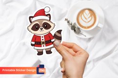 Christmas Cute Santa Raccoon Sticker, Festive Cat Sticker Product Image 1