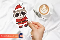 Christmas Cute Santa Raccoon Sticker, Festive Cat Sticker Product Image 1